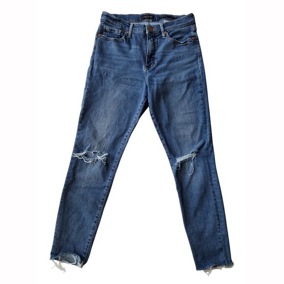 Banana Republic Mid Rise Mr. Skinny Raw Hem Ripped Knee Jeans Big Sur Wash 29 - Picture 1 of 12